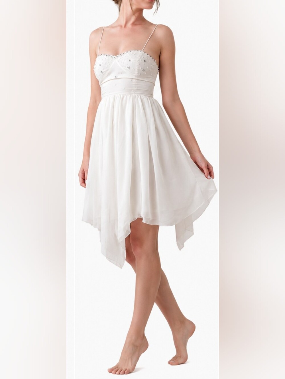 Free people intimately Embellished Cream Slip Dress With Tulle Size Xs Bridal